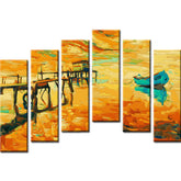Painting by Numbers Nature Art Boat on The Lake 6 Panel